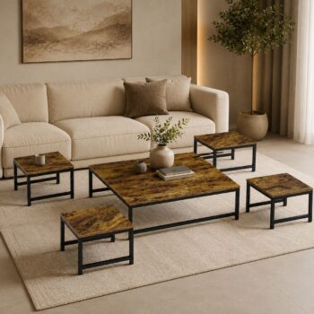 طقم شاي ارضي مربع 1+4 TS101 BROWN - درة السجايا