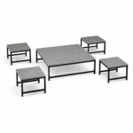 طقم شاي ارضي مربع 1+4 TS101 GREY - درة السجايا
