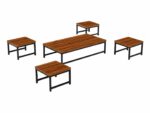 طقم شاي خشب ارضي مستطيل 1+4 TS115 BROWN B - درة السجايا