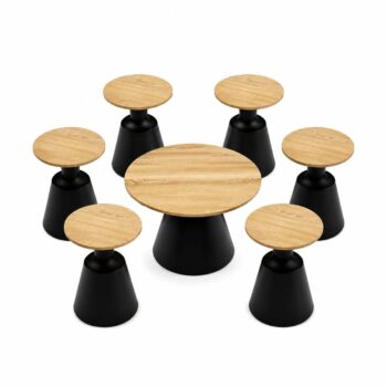 طقم شاي خشب دائري 1+6 C167 WOOD - درة السجايا