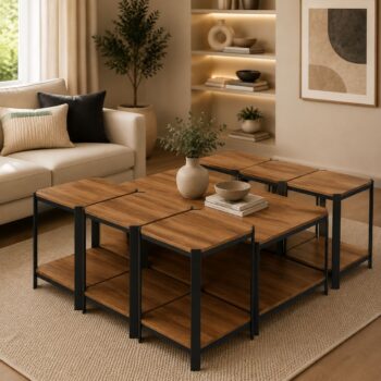 طقم شاي خشب مستطيل 1+6 C175 BROWN - درة السجايا