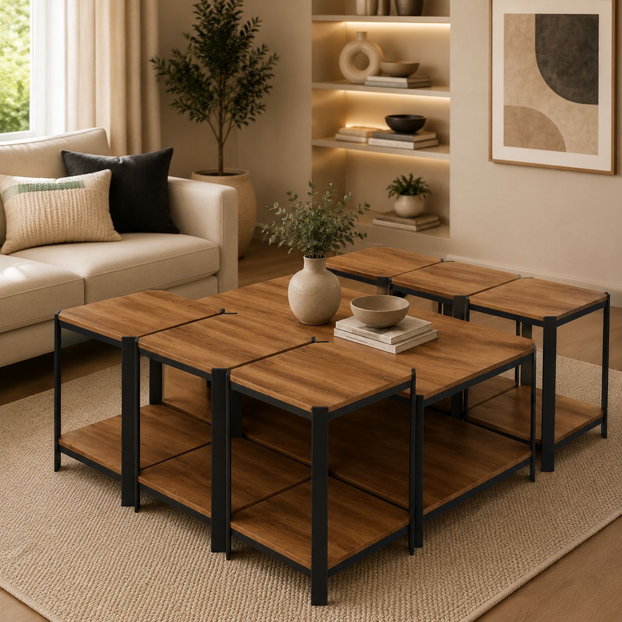 طقم شاي خشب مستطيل 1+6 C175 BROWN - 7300174 - صورة 6.jpg طقم شاي خشب مستطيل 1+6 C175 BROWN - درة السجايا