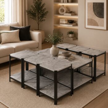 طقم شاي خشب مستطيل 1+6 C175 GREY - درة السجايا