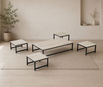 طقم شاي ارضي مستطيل 1+4 TS102 LIGHT WOOD - درة السجايا