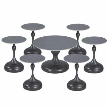 طقم شاي سيراميك دائري B1038 DARK GREY 1+6 - درة السجايا