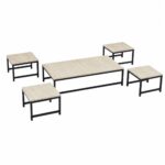 طقم شاي ارضي مستطيل 1+4 TS102 WOOD - درة السجايا