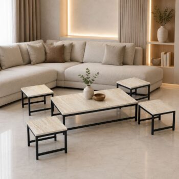 طقم شاي ارضي مستطيل 1+4 TS102 WOOD - درة السجايا