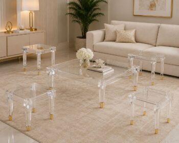 طقم شاي اكرليك ارضي 1+4 AST-08G GOLD - درة السجايا