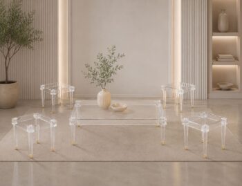 طقم شاي اكرليك ارضي 1+4 AST-09G GOLD - درة السجايا