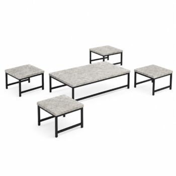 طقم شاي خشب ارضي مستطيل 1+4 TS115 GREY - درة السجايا