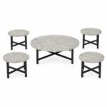 طقم شاي خشب ارضي دائري 1+4  TS120 GREY – 7300202 – صورة 1.jpg