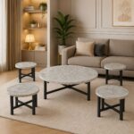 طقم شاي خشب ارضي دائري 1+4  TS120 GREY – 7300202 – صورة 1.jpg