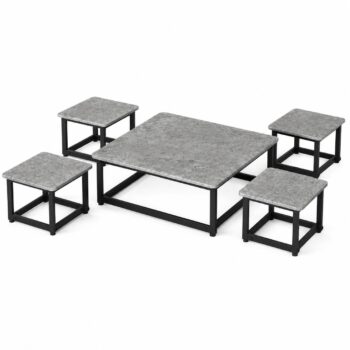 طقم شاي خشب ارضي 1+4 TS109 GREY - درة السجايا