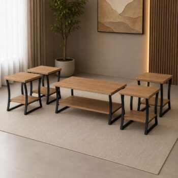طقم شاي خشب 1+4 TS107 WOOD - درة السجايا