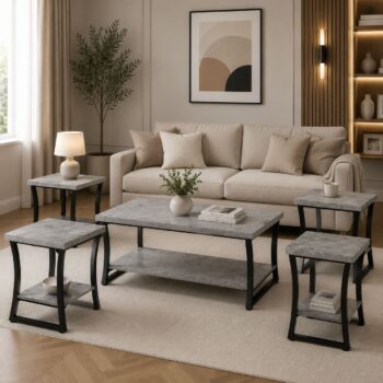 طقم شاي خشب 1+4 TS107 GREY - درة السجايا