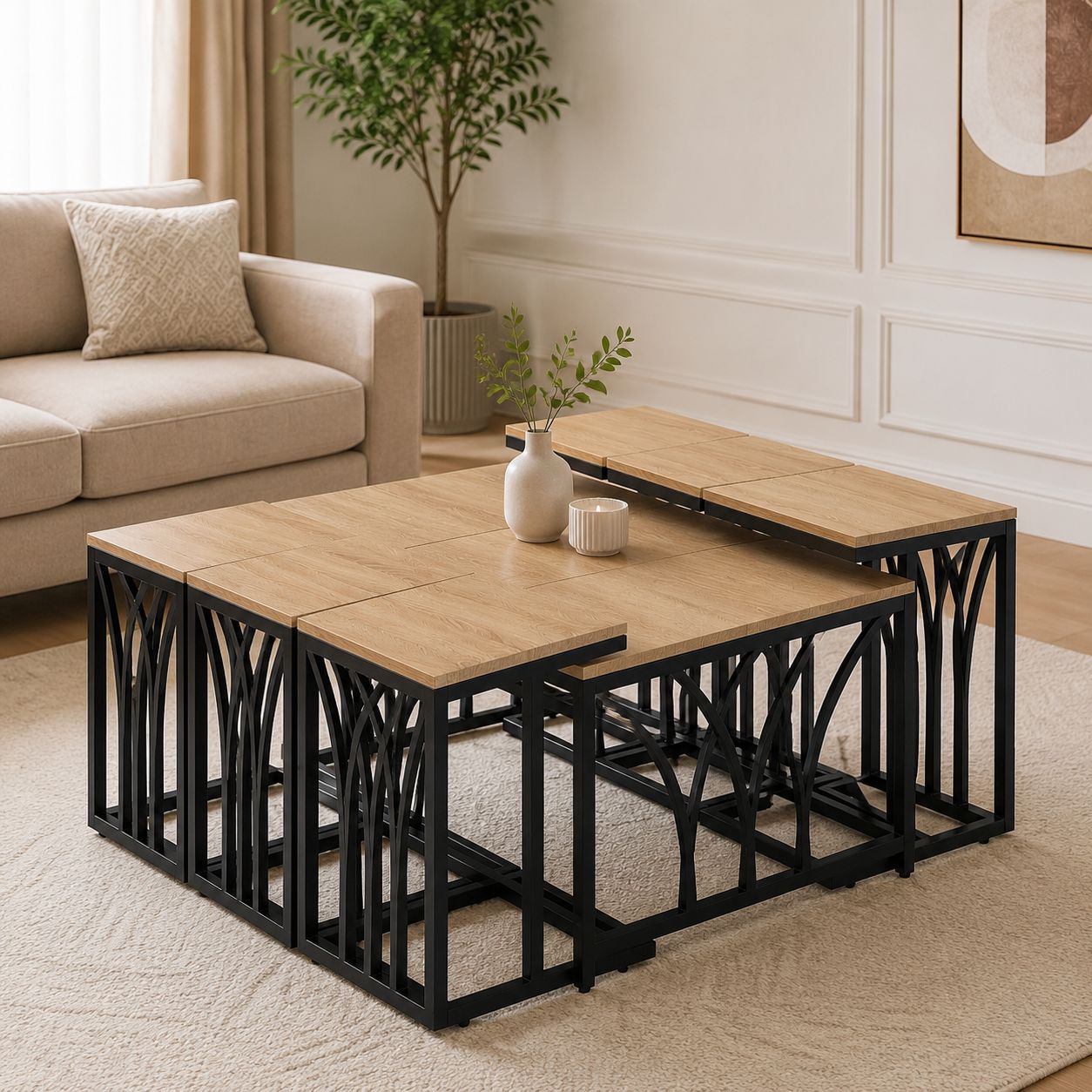 طقم شاي خشب مستطيل 1+6 C174 WOOD - 7300110 - صورة 2.jpg طقم شاي خشب مستطيل 1+6 C174 WOOD - درة السجايا