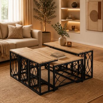 طقم شاي خشب مستطيل 1+6 C171 WOOD - درة السجايا