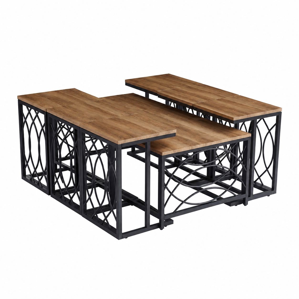 طقم شاي خشب مستطيل 1+6 C171 BROWN - 7300178 - صورة 1.jpg طقم شاي خشب مستطيل 1+6 C171 BROWN - درة السجايا