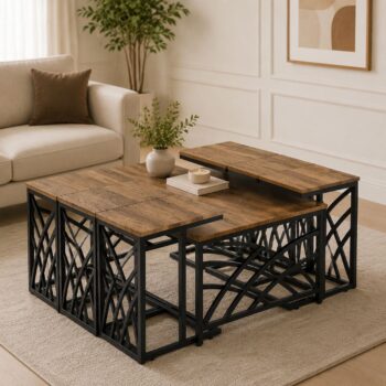 طقم شاي خشب مستطيل 1+6 C173 BROWN - درة السجايا
