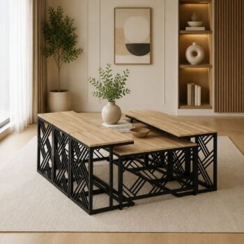 طقم شاي خشب مستطيل 1+6 C170 WOOD - درة السجايا