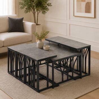 طقم شاي خشب مستطيل 1+6 C174 GREY - درة السجايا