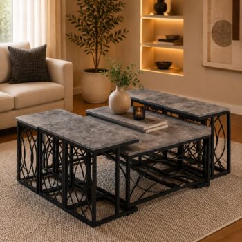 طقم شاي خشب مستطيل 1+6 C171 GREY - درة السجايا