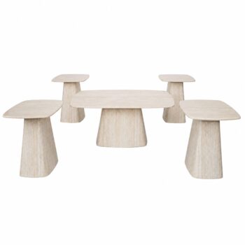 طقم شاي رخام مستطيل SHS-046 WOOD 4+1 - درة السجايا