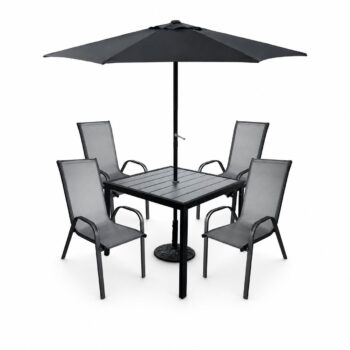 طاوله طعام مع مظله 4 كرسي AMS1839-U240 BLACK - درة السجايا
