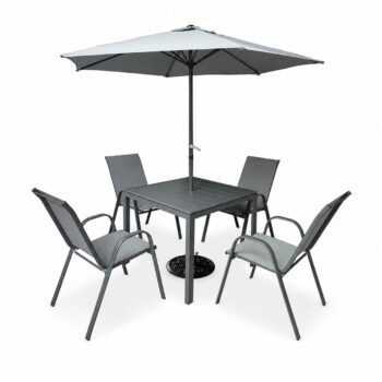 طاوله طعام مع مظله 4 كرسي AMS1839-U240 GREY - درة السجايا