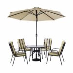 طاوله طعام مع مظلة 4 كرسي FH-02-120 DARK GREY - درة السجايا