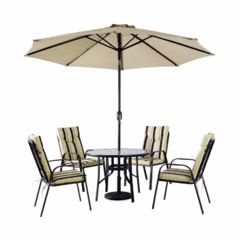 طاوله طعام مع مظلة 4 كرسي FH-02-120 DARK GREY - درة السجايا