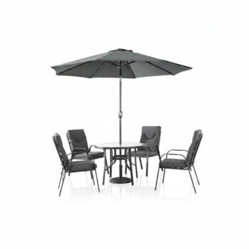 طاوله طعام مع مظلة 4 كرسي FH-04-120 DARK GREY - درة السجايا