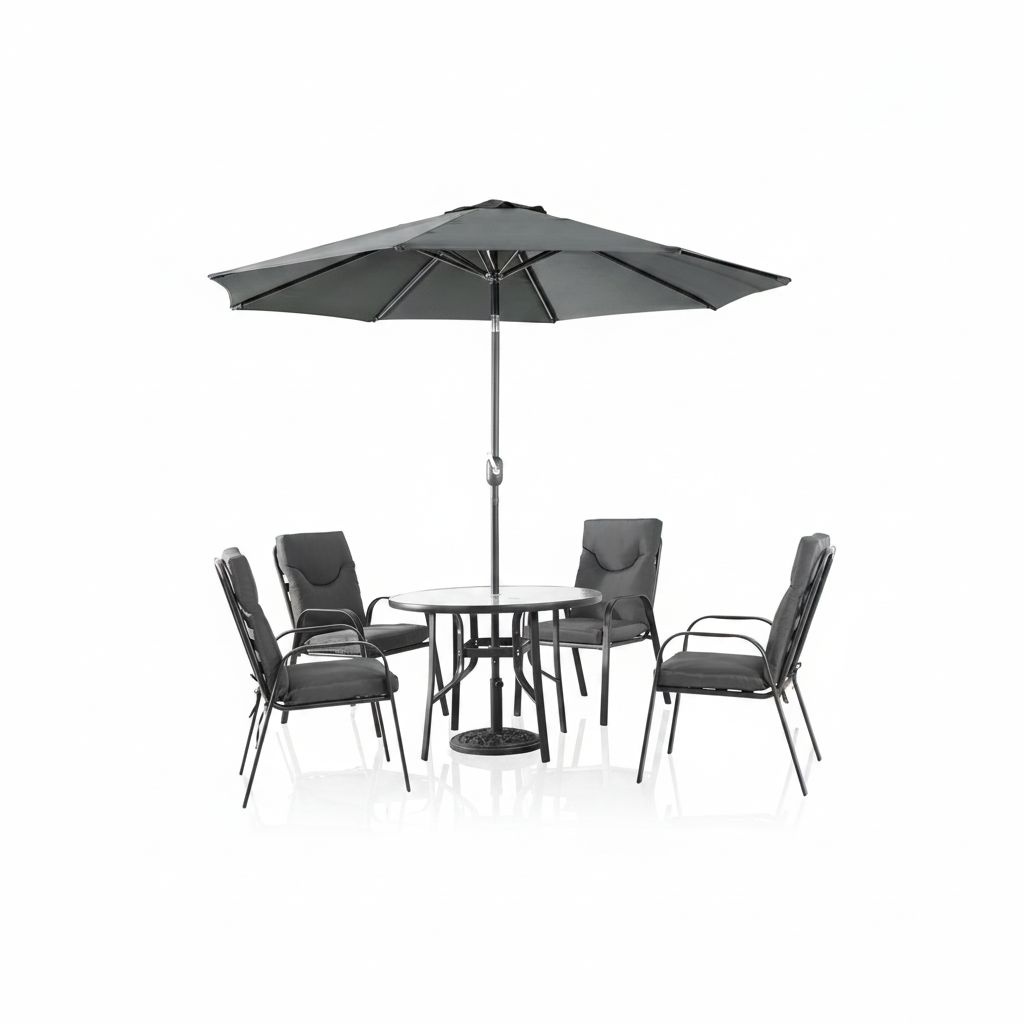 طاوله طعام مع مظلة 4 كرسي FH-04-120 DARK GREY - 8100003 - صورة 2.jpg طاوله طعام مع مظلة 4 كرسي FH-04-120 DARK GREY - درة السجايا